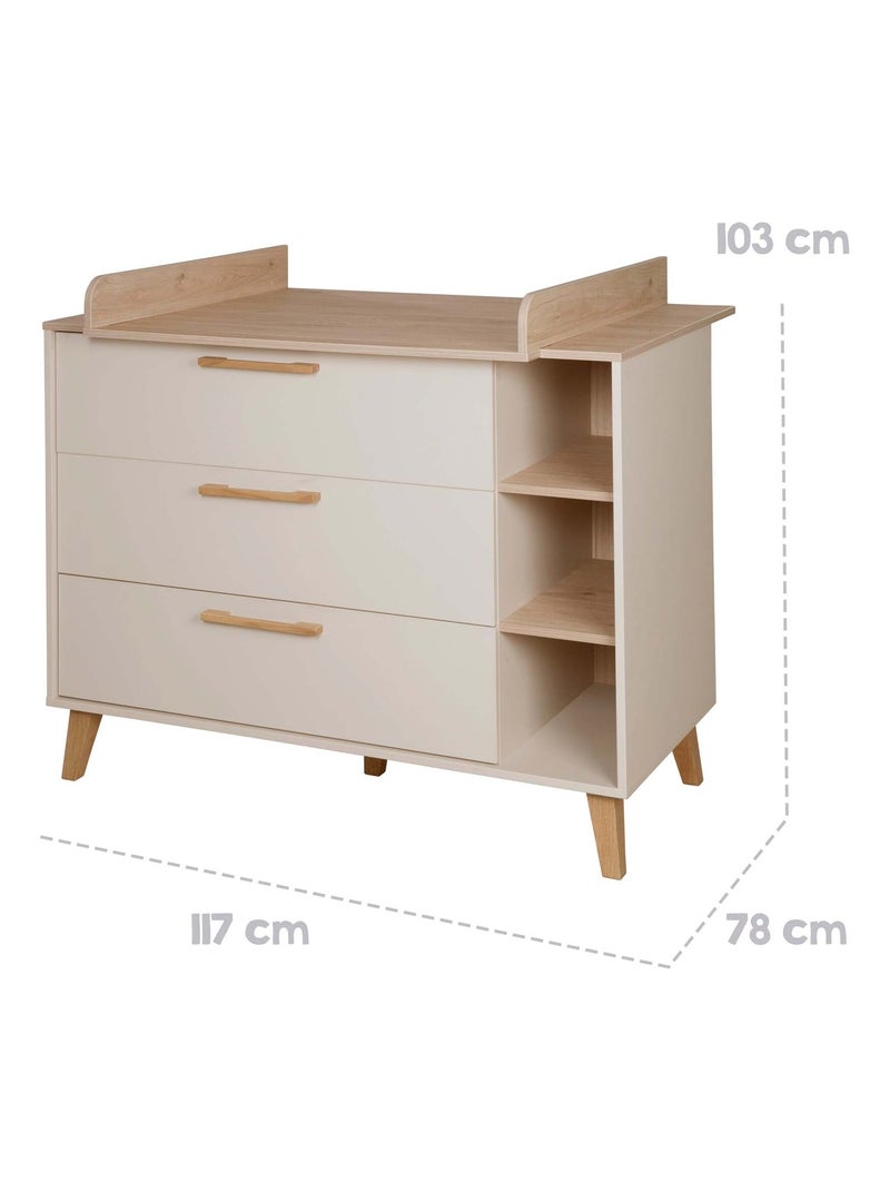 Cómoda cambiador evolutiva 3 cajones 3 nichos 'Roba jil' Beige concha - Kiabi