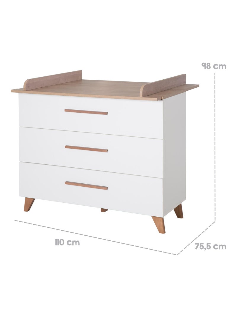 Cómoda cambiador evolutiva 3 cajones en madera - ROBA 'Ole' Blanco - Kiabi