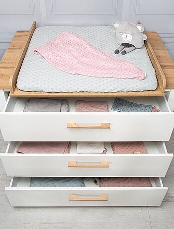 Cómoda cambiador evolutiva 3 cajones en madera efecto roble - ROBA 'Ava'