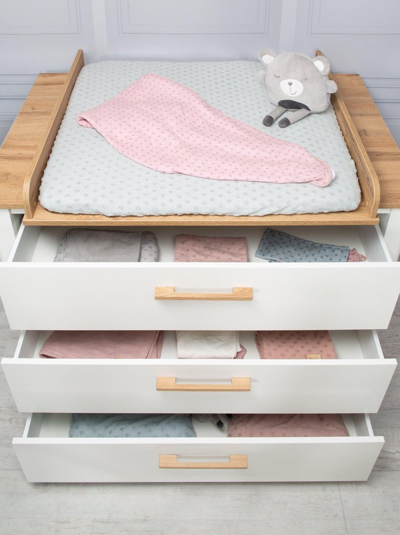 Cómoda cambiador evolutiva 3 cajones en madera efecto roble - ROBA 'Ava' Blanco - Kiabi
