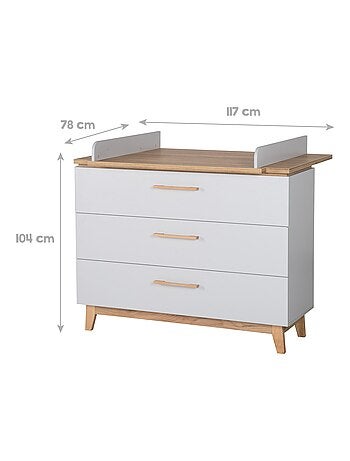 Cómoda cambiador evolutiva 3 cajones en madera efecto roble - ROBA 'Caro'