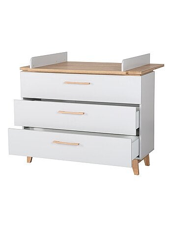 Cómoda cambiador evolutiva 3 cajones en madera efecto roble - ROBA 'Caro'