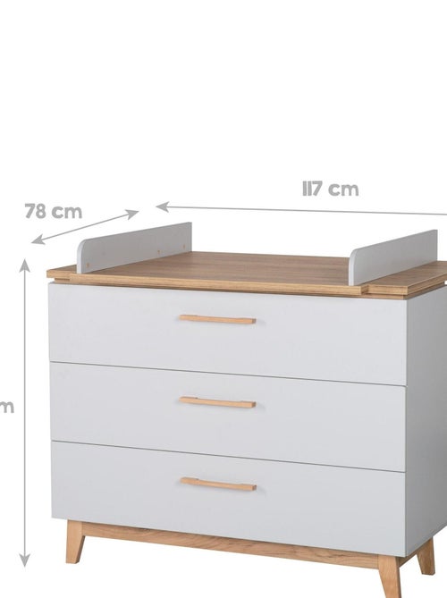 Cómoda cambiador evolutiva 3 cajones en madera efecto roble - ROBA 'Caro' - Kiabi