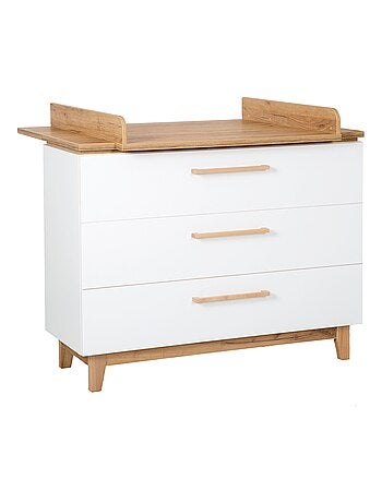 Cómoda cambiador evolutiva 3 cajones en madera efecto roble - ROBA 'Finn'