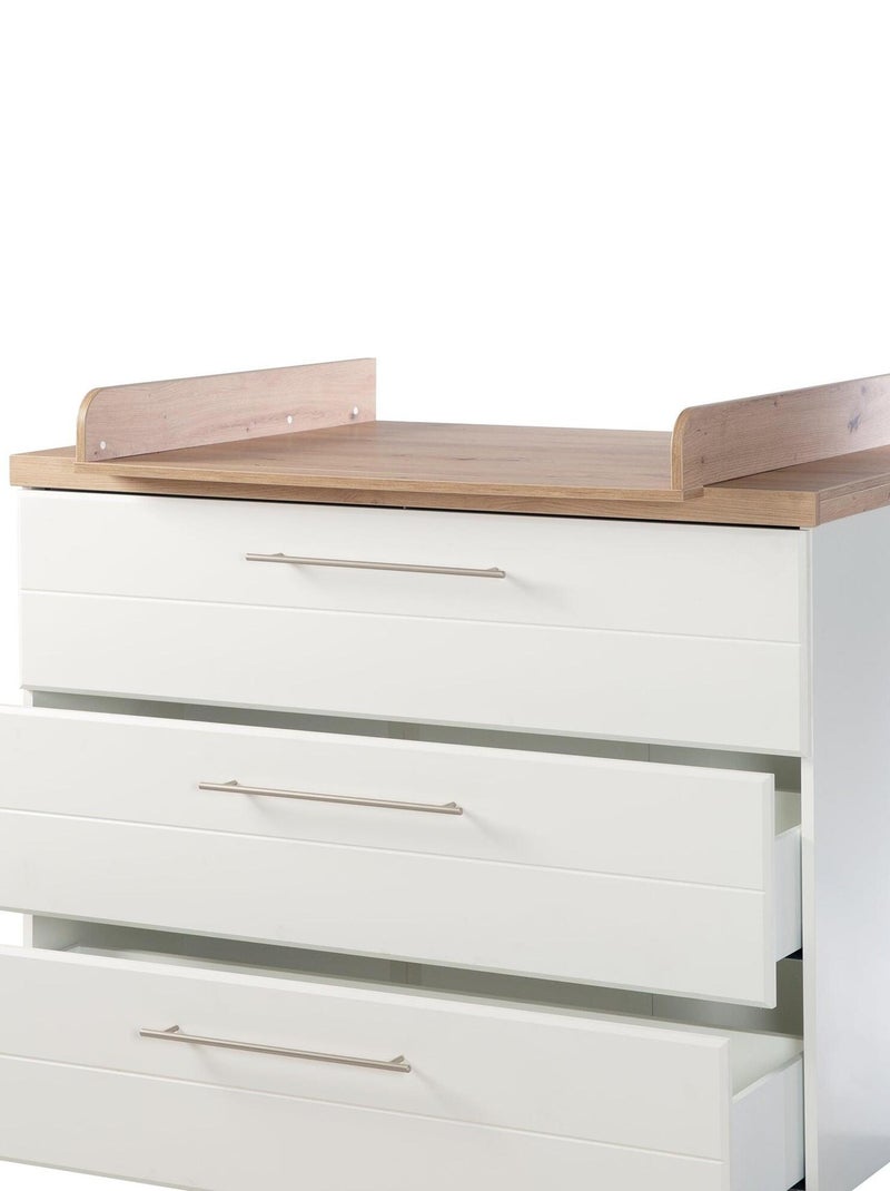 Cómoda cambiador evolutiva 3 cajones en madera efecto roble - ROBA 'Nele' Blanco - Kiabi