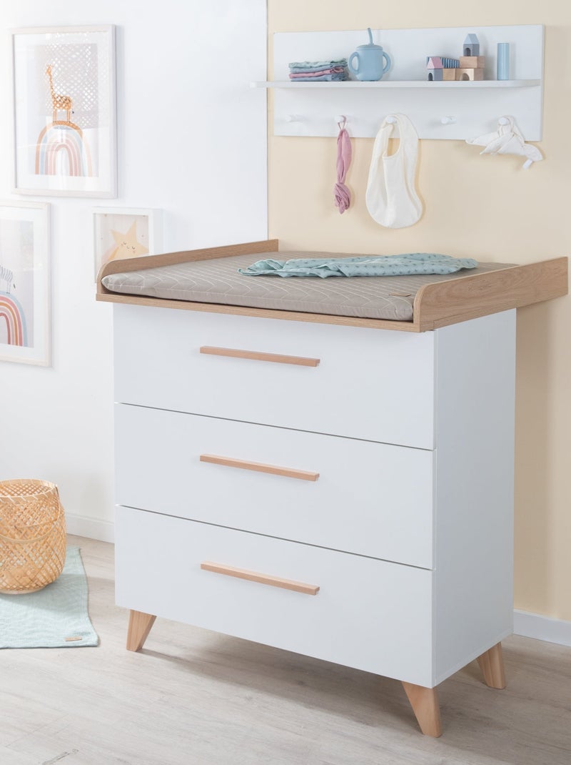 Cómoda cambiador evolutiva 3 cajones 'Roba Leon' Blanco/Madera - Kiabi