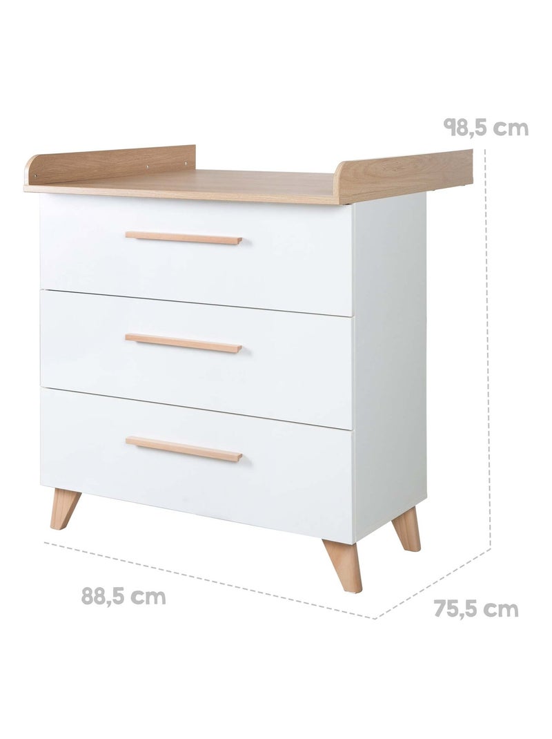 Cómoda cambiador evolutiva 3 cajones 'Roba Leon' Blanco/Madera - Kiabi