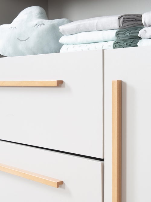 Cómoda cambiador Lea - tablero extraíble - tiradores en madera maciza - gris claro - Kiabi