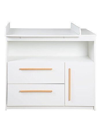 Cómoda cambiador Lilo - tablero extraíble - tiradores en madera maciza - blanco