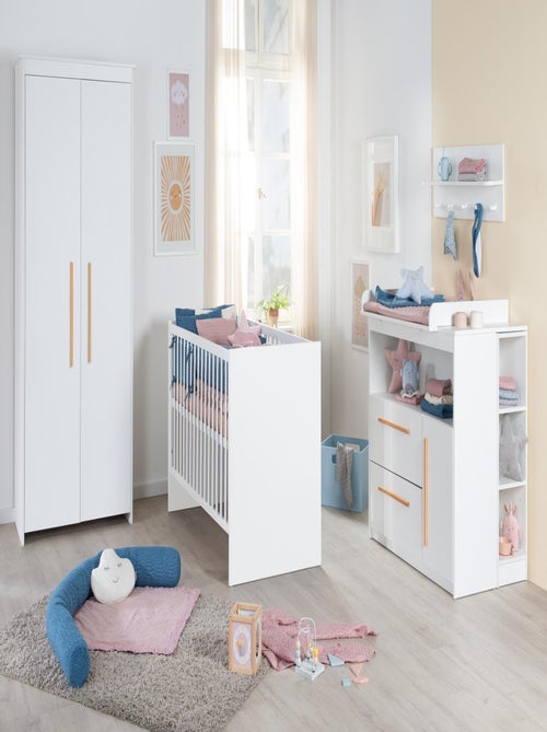 Cómoda cambiador Lilo - tablero extraíble - tiradores en madera maciza - blanco - Kiabi