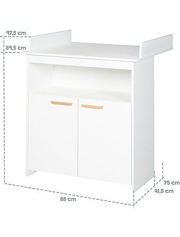 Cómoda cambiador minimalista 2 puertas con tiradores en madera maciza 'Roba anton'