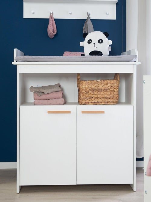 Cómoda cambiador minimalista 2 puertas con tiradores en madera maciza 'Roba anton' - Kiabi