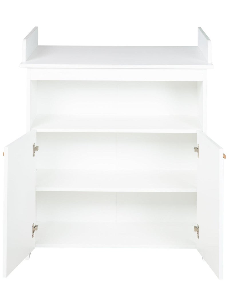 Cómoda cambiador minimalista 2 puertas con tiradores en madera maciza 'Roba anton' Blanco - Kiabi