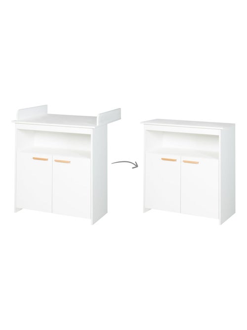 Cómoda cambiador minimalista 2 puertas con tiradores en madera maciza 'Roba anton' - Kiabi