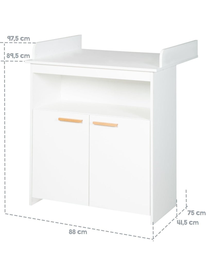 Cómoda cambiador minimalista 2 puertas con tiradores en madera maciza 'Roba anton' Blanco - Kiabi
