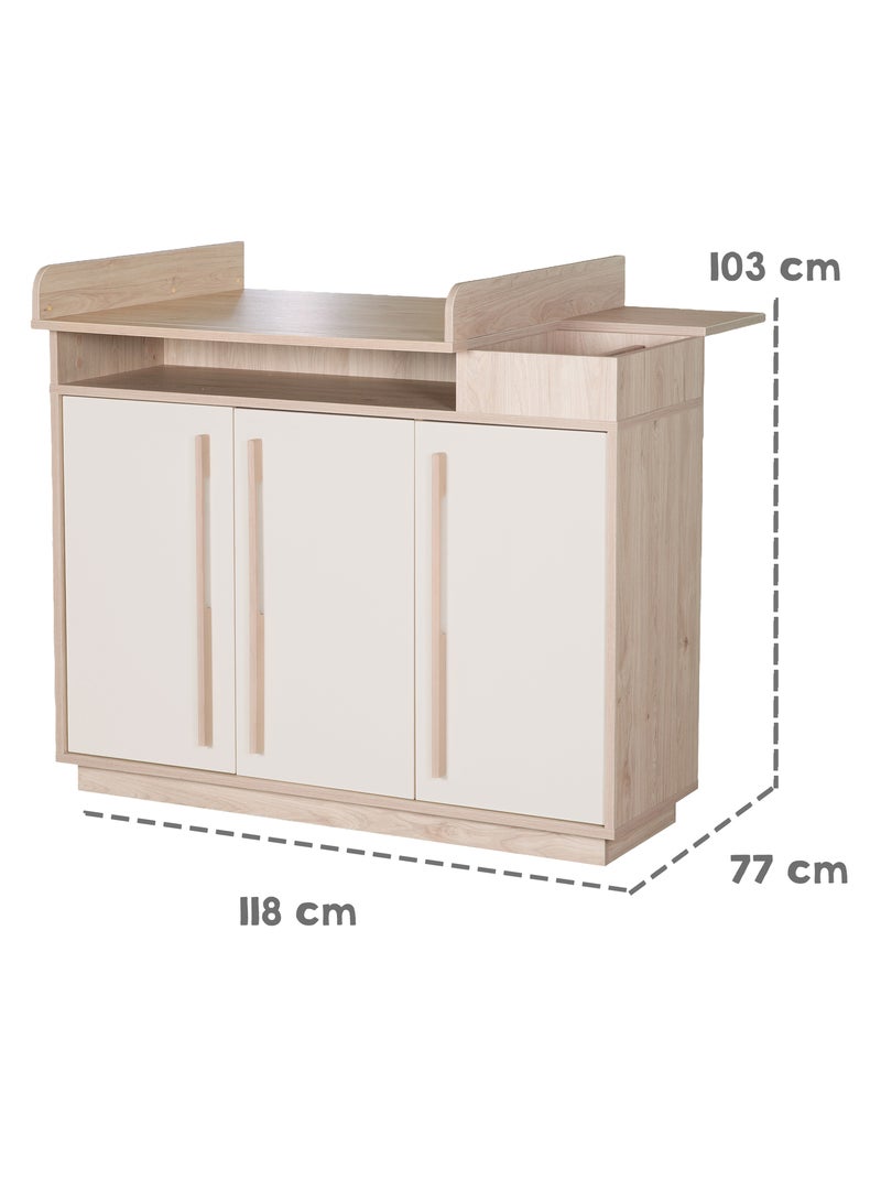 Cómoda cambiador minimalista con almacenamiento Elva Roba Beige - Kiabi