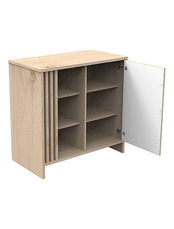 Cómoda de 1 puerta de color con 3 nichos y claristorio de madera en decoración roble - SAUTHON