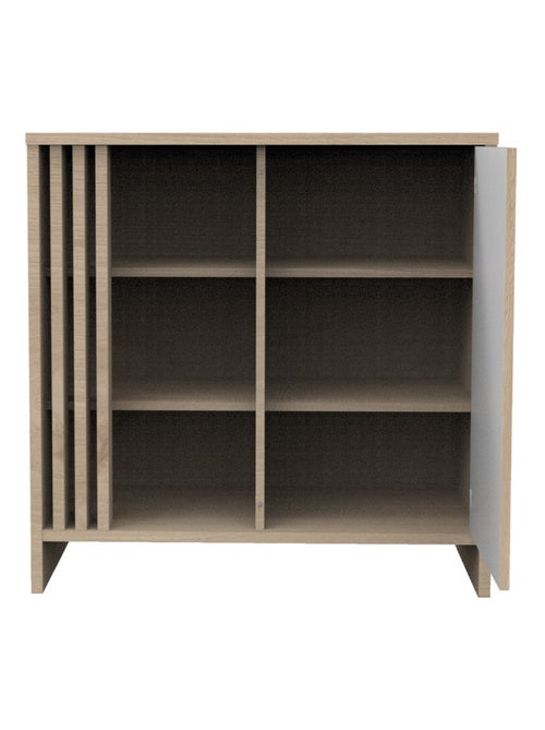 Cómoda de 1 puerta de color con 3 nichos y claristorio de madera en decoración roble - SAUTHON - Kiabi