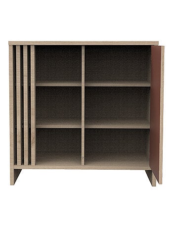 Cómoda de 1 puerta de color con 3 nichos y claristorio de madera en decoración roble - SAUTHON