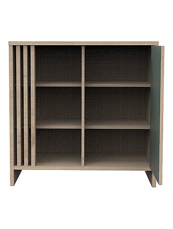 Cómoda de 1 puerta de color con 3 nichos y claristorio de madera en decoración roble - SAUTHON