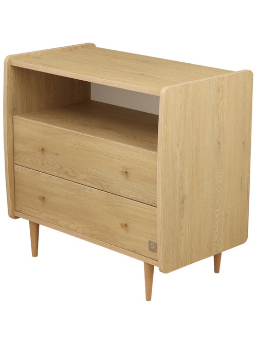 Cómoda de 2 cajones y 1 nicho, decoración roble vintage, tiradores - SAUTHON - Kiabi