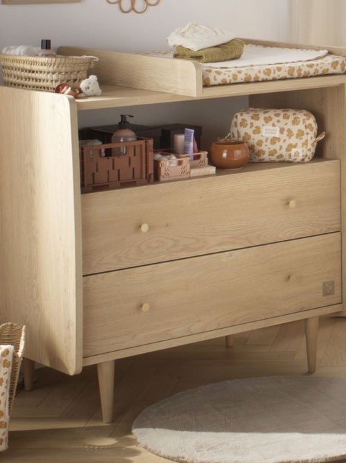 Cómoda de 2 cajones y 1 nicho, decoración roble vintage, tiradores - SAUTHON - Kiabi