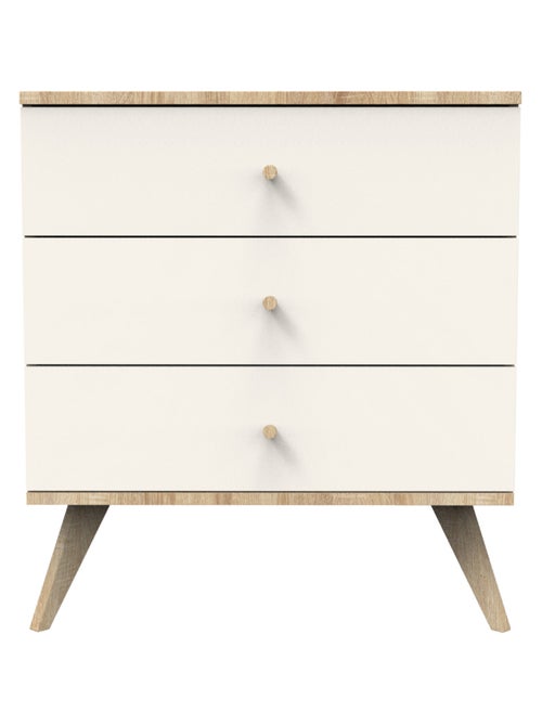 Cómoda de 3 cajones con patas de madera y decoración color - SAUTHON - Kiabi