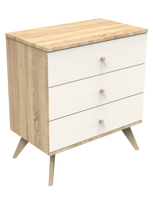 Cómoda de 3 cajones con patas de madera y decoración color - SAUTHON - Kiabi
