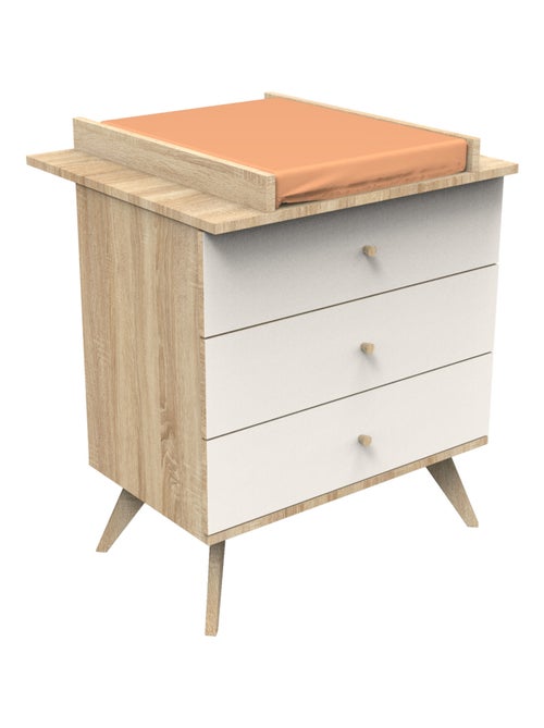 Cómoda de 3 cajones con patas de madera y decoración color - SAUTHON - Kiabi