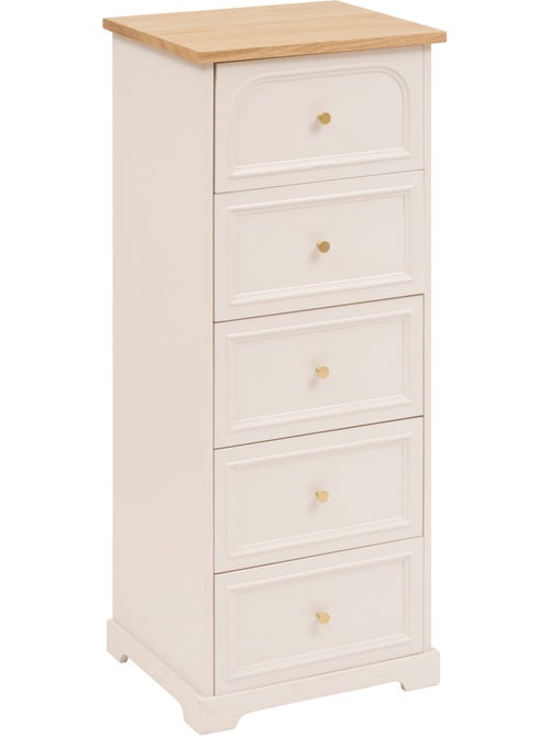 Cómoda de madera con 5 cajones y encimera de fresno - Kiabi Cómoda de madera con 5 cajones y encimera de fresno - Kiabi