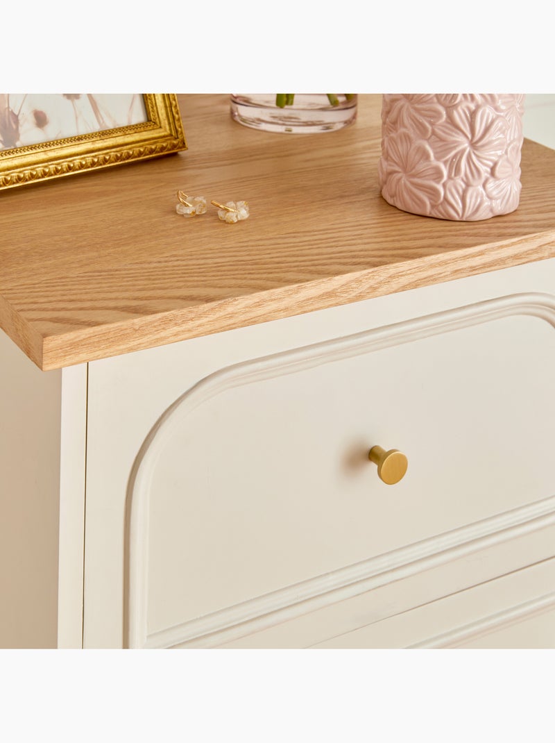 Cómoda de madera con 5 cajones y encimera de fresno Marfil - Kiabi
