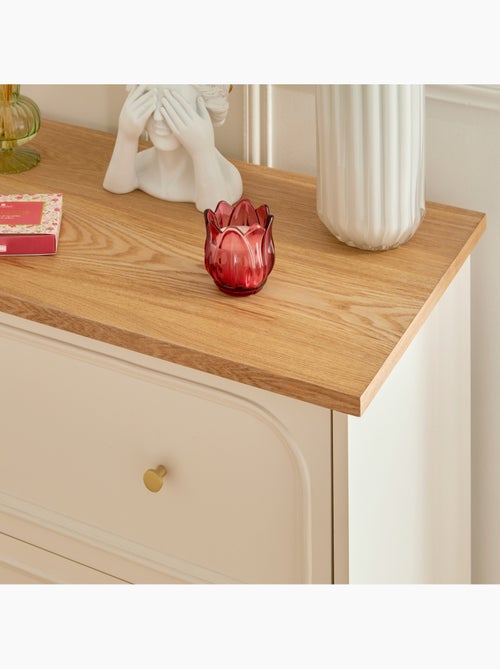 Cómoda de madera con tres cajones y encimera de fresno - Kiabi Cómoda de madera con tres cajones y encimera de fresno - Kiabi