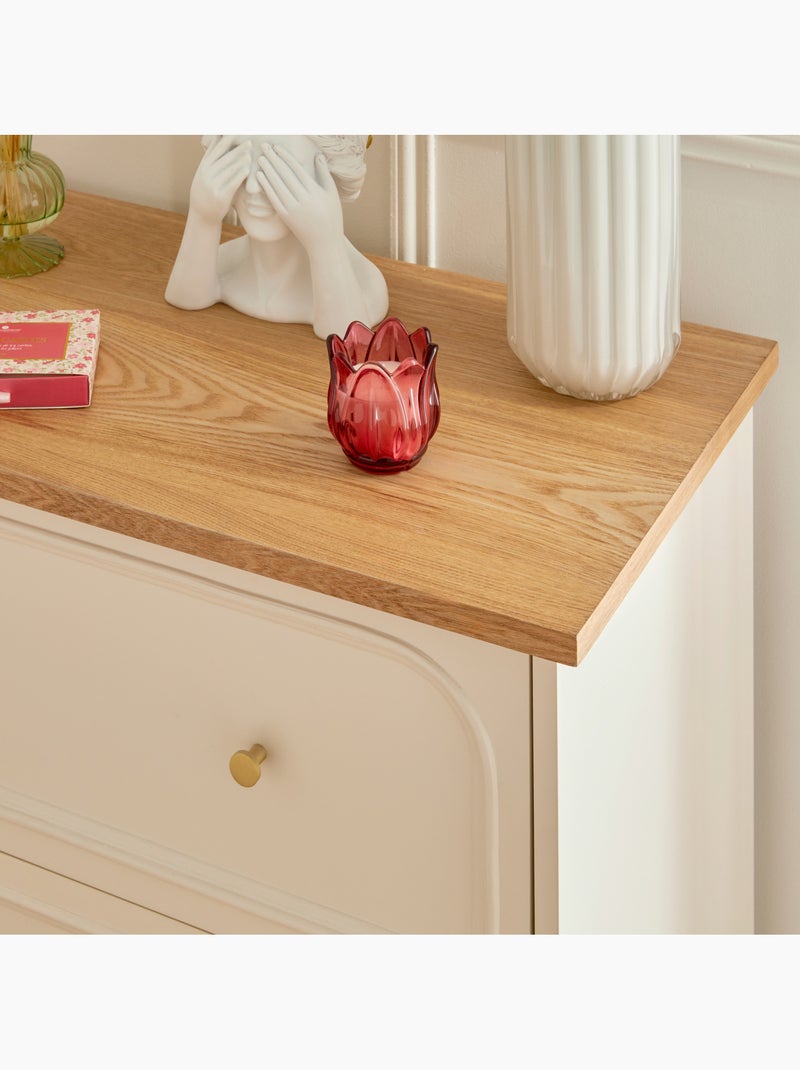 Cómoda de madera con tres cajones y encimera de fresno Marfil - Kiabi