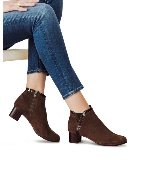 Cómodas botas bajas de piel con cremallera ancha - Afibel - Kiabi