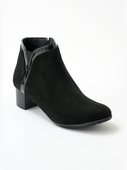 Cómodas botas bajas de piel con cremallera ancha - Kiabi