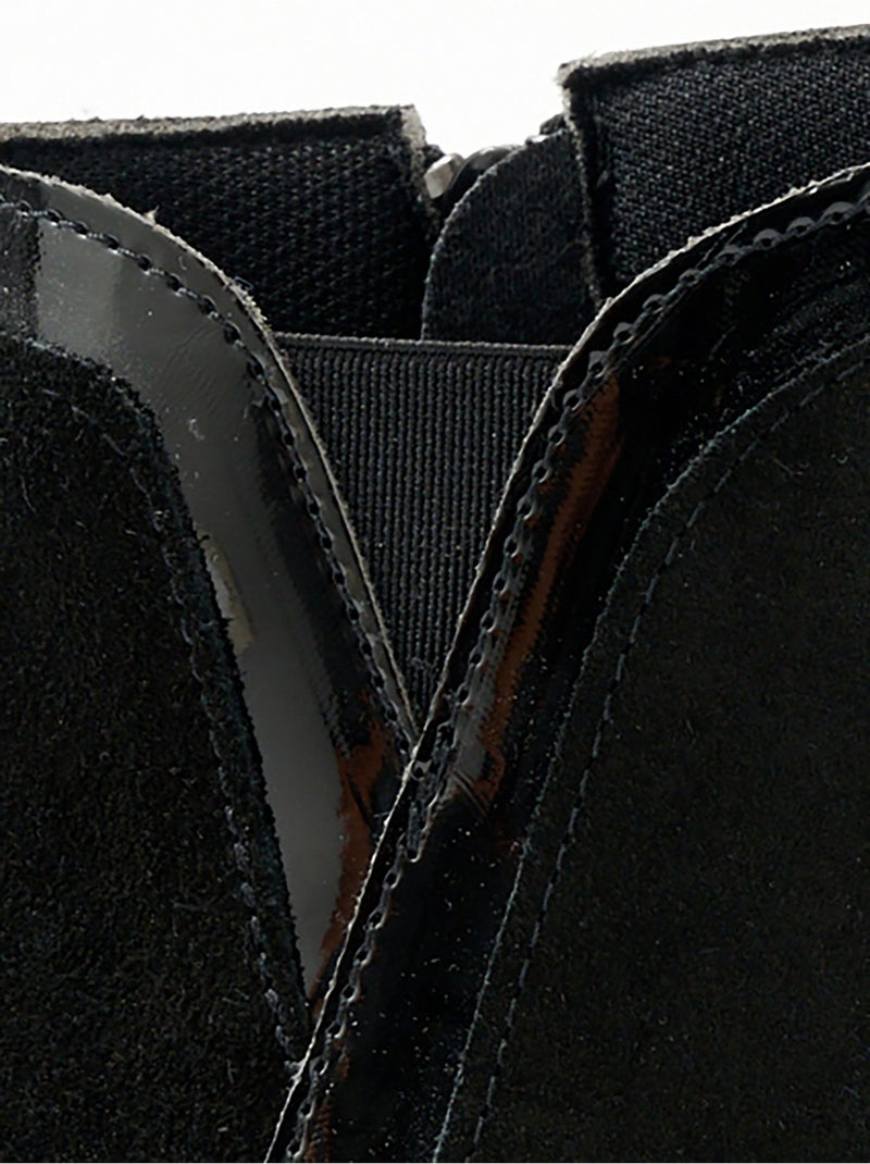 Cómodas botas bajas de piel con cremallera ancha Gris plateado negro - Kiabi