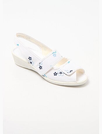 Cómodas sandalias de cuña bordadas con velcro - Afibel