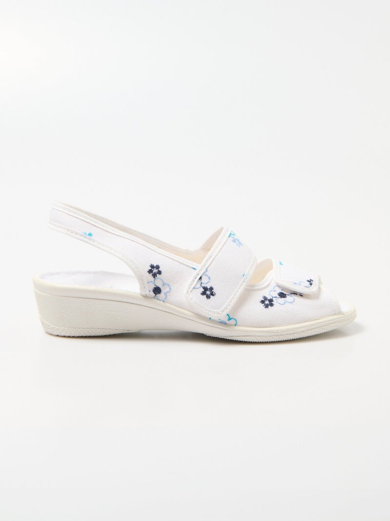 Cómodas sandalias de cuña bordadas con velcro - Afibel Blanco - Kiabi