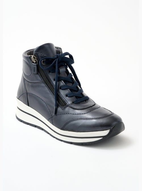 Cómodas zapatillas altas de piel - Afibel - Kiabi