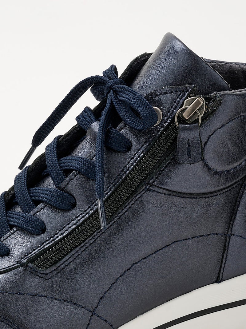 Cómodas zapatillas altas de piel - Afibel Azul marino - Kiabi