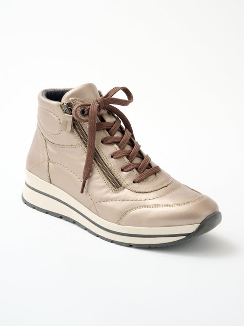 Cómodas zapatillas altas de piel - Afibel - Kiabi