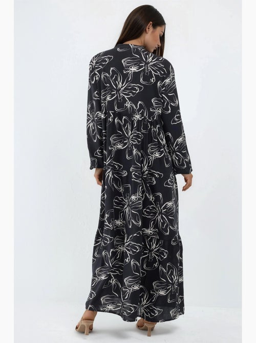 Cómodo vestido largo con cuello en v y botones hiccup - Kiabi
