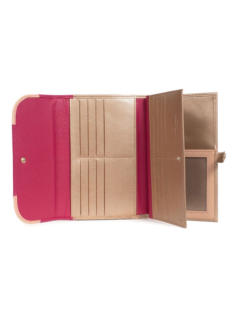 Compañero de viaje - 2 paneles - detener rfid - cuero bahia hexagona Rosa fucsia - Kiabi