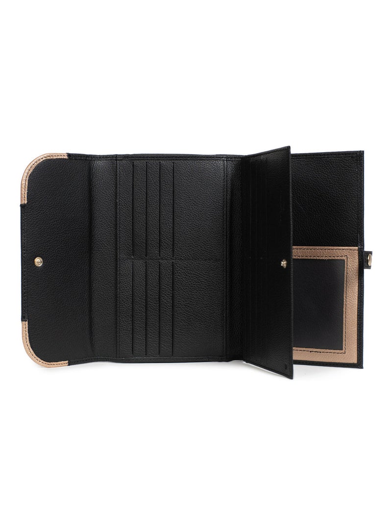 Compañero de viaje - 2 paneles - Detener RFID - Cuero BAHIA Negro Multicolor - Kiabi