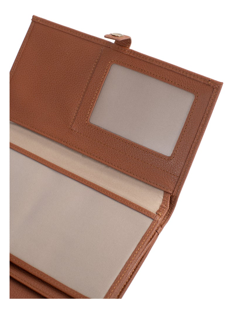 Compañero de viaje - 2 paneles - detener rfid - cuero luna hexagona Marrón caramelo - Kiabi