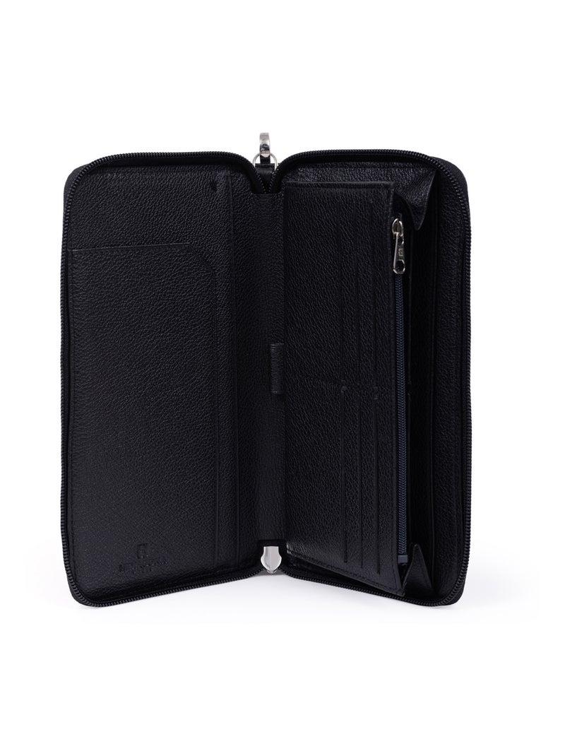 Compañero de viaje - stop rfid - cuero duo hexagona Negro Azul - Kiabi