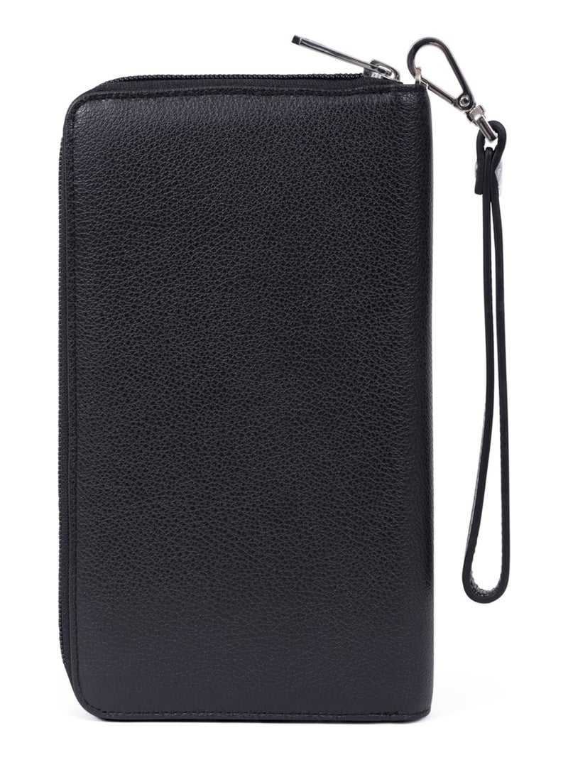 Compañero de viaje - stop rfid - cuero duo hexagona Negro Azul - Kiabi