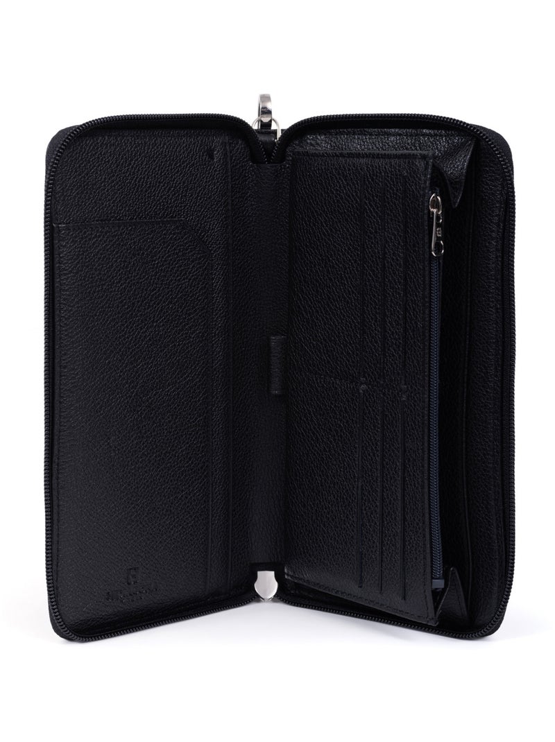 Compañero de viaje - stop rfid - cuero duo hexagona Negro - Kiabi