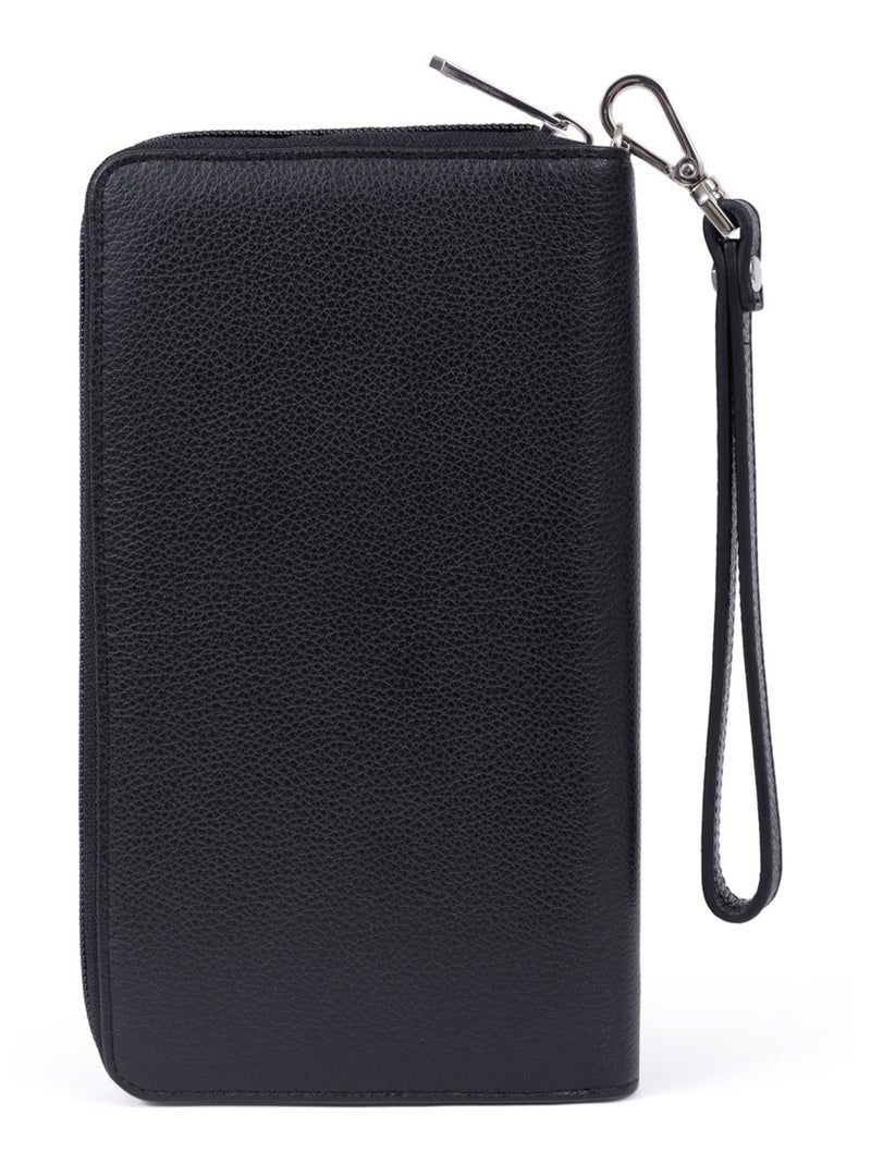 Compañero de viaje - stop rfid - cuero duo hexagona Negro - Kiabi