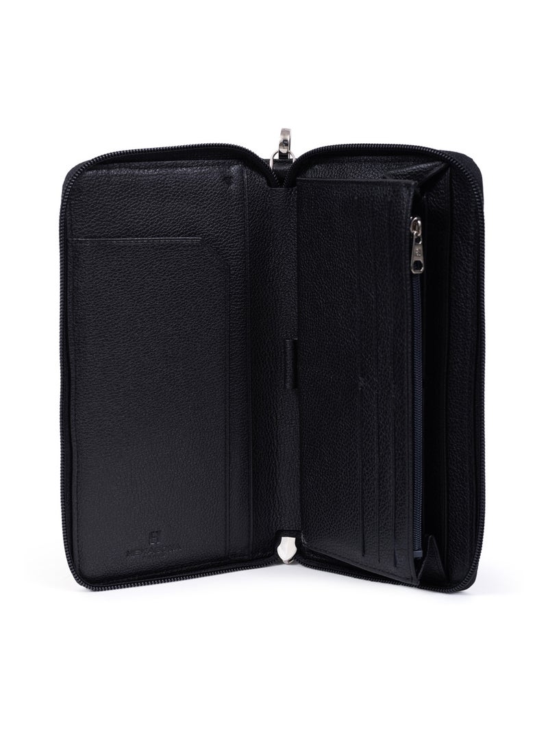 Compañero de viaje - stop rfid - cuero duo hexagona Negro Gris - Kiabi